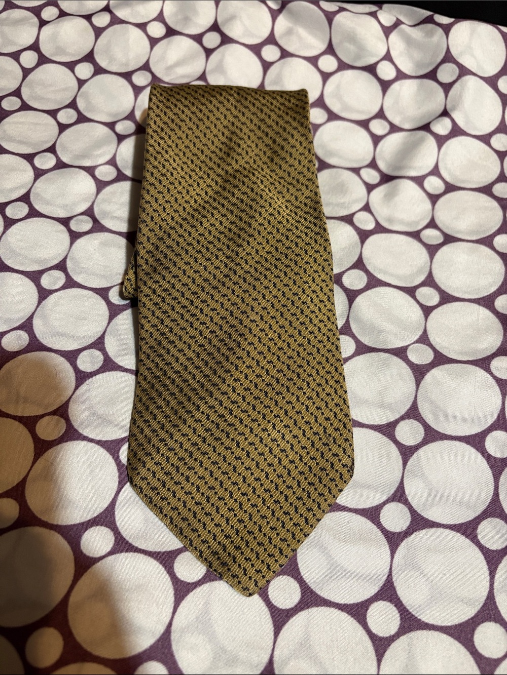 Nautica Textured Gold and Black Patterned Men's Tie